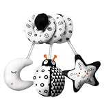 Aolso Spiral Pram Hanging Toy - Black and White Activity Toy for Car Seat With Ringing Bell - Wrap Around Crib Sensory Early Education Toy, Ladybug