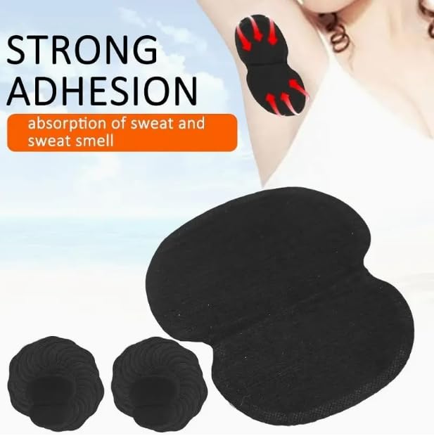 Armpit Sweat Absorbing Pads, Self-adhesive Disposable Underarm Stickers, Underarm Sweat Pads, Armpit Protection for Men & Women Black 20 Pcs