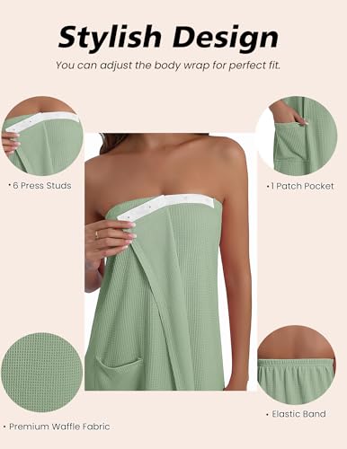 Image of Ekouaer Waffle Robes For Women Bath Wraps Lightweight Knee Length Soft Shower Robe with Pocket S-L