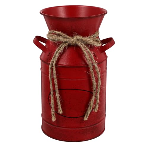 Rustikale Blumenvase aus Metall im Milchkannen-Design, Verzinkter...