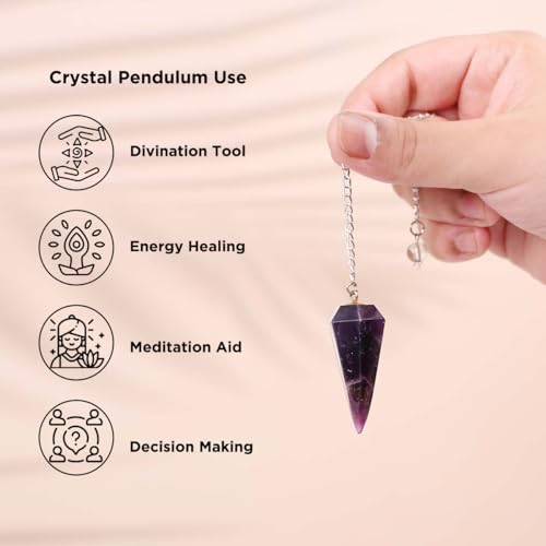 Image of Amethyst Point Pendulum For Feng Shui & Vastu | Crystal Products For Reiki | Natural Gemstone Dowsing Pendulum