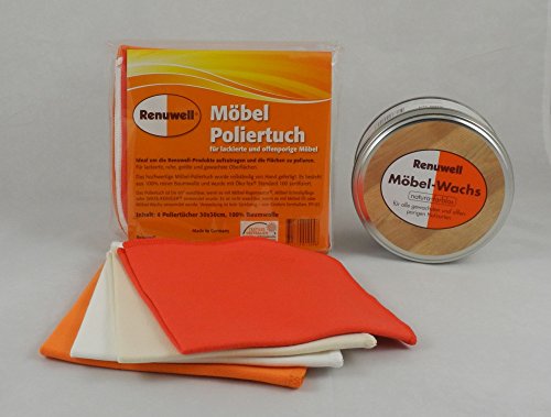 Preisvergleich Produktbild Renuwell Spar-Set Möbel-Poliertücher 4 Stück + Möbel-Wachs 500 ml