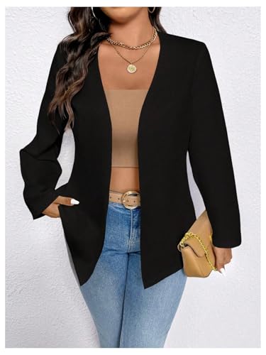 SOLY HUX Women's Plus Size Blazer Open Front Long Sleeve Work Office Casual Jacket4
