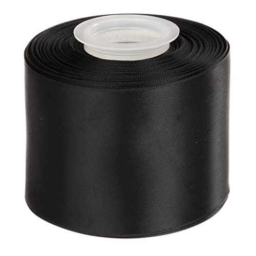 Ribbonitlux 75mm Wide Double Face Satin Ribbon 22 Meters (030-Black, Set for Bow Party Decor, Sewing Applications, Wedding and Craft