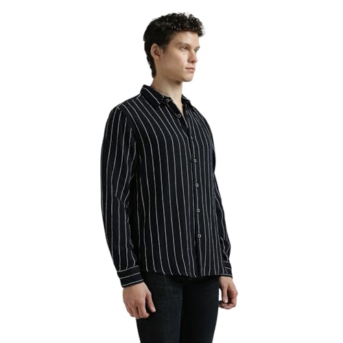 Image of Pepe Jeans Men's Casual Shirt | Striped Shirt for Men| Regular Fit | Vertical Stripes | Full Sleeve | Available in Plus Size