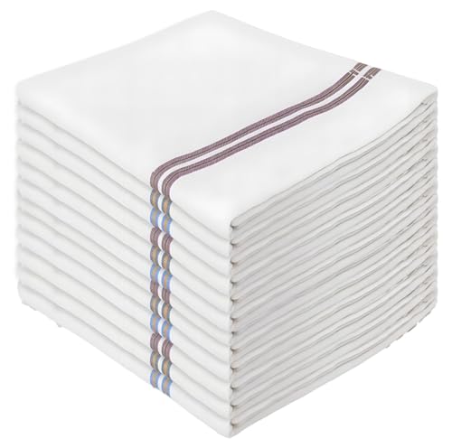 Image of Btag Premium Pure Cotton Handkerchiefs for Men | White with Stylish Border | Soft, Durable & Absorbent Hanky /Rumal | Classic Solid Design for Boys & Men |White Self (Pack of 12) 53 x 53 CM