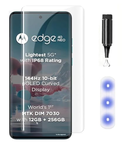 Image of MACLEN Ultra Premium HD Adavnced Glue UV Curved Tempered Glass for Moto Edge 40, Edge 40 Neo | With HD clearity full curved edge protection and Installation Kit