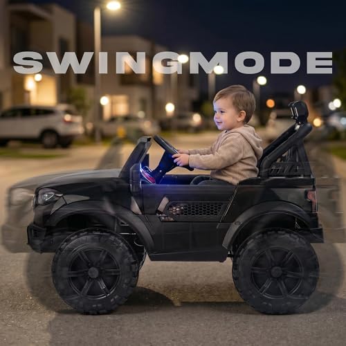 Image of Baybee BeastX Battery Operated Jeep for Kids with Parental Control | Baby Ride On Electric Car with RGB Lights, Music & Swing Mode | Rechargeable Battery Car for Kids 2 to 6 Years (Black)