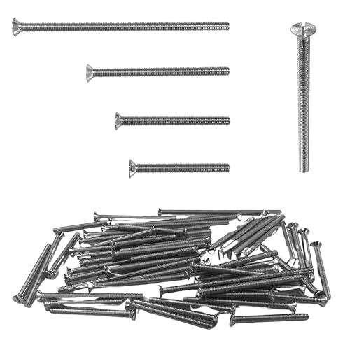 M3.5 Electrical Socket Screws Flat Head 58 Pack Assorted Sizes (35mm 40mm 50mm 75mm) Nickel Plated Steel Ideal for Electrical Sockets Switches. Plugs Faceplates Back Boxes & Junction Boxes