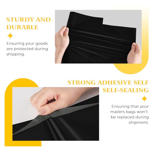 Image of Metronic 50Pcs Poly Mailers 17.7x22 Inch Large Shipping Bags for Clothes | Strong Self Adhesive Mailers Poly Bags Shipping Envelopes, Waterproof Mailing Envelopes for Packaging Clothing Shoe Box Black