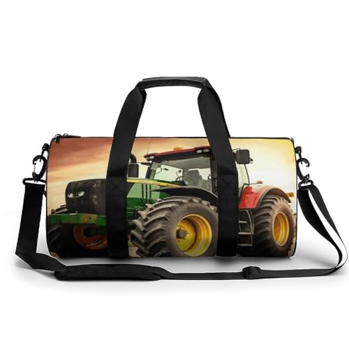 Travel Gym Duffle Bag, Tractor Theme Print Duffle Bags,womens Mens Gym Bag,gym Bags,gym Bag with Shoe Compartment, 17.7in/9in/9in
