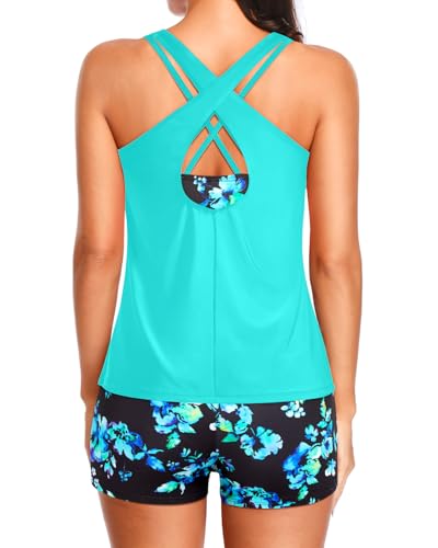 Image of Holipick 3 Piece Tankini Swimsuits for Women Tummy Control Bathing Suits Swim Tank Top with Bra Boy Shorts Teen Swimwear 2026