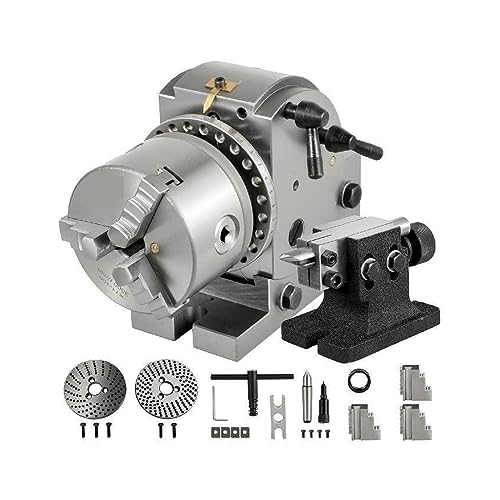 Image of Dividing Head Precision Semi Universal BS0 BS1 4 inch 5 inch 6 inch Indexing Head W /Tailstock & Chuck For Drilling Milling Grinding For Beginnners DIY Use(With 6In 3-Jaw Chuck)