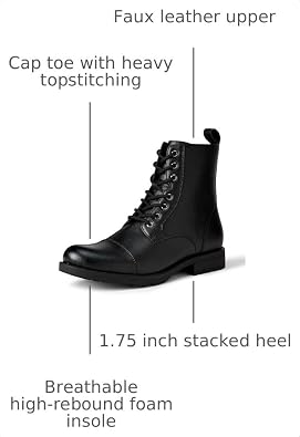 Amazon Essentials Men's Cap Toe Lace Up Combat Boots