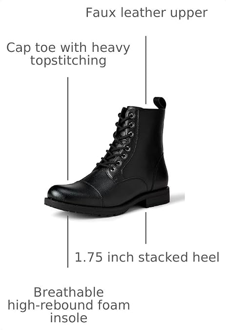 Amazon Essentials Men's Cap Toe Lace Up Combat Boots