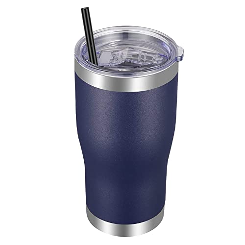 Image of VEGOND 20oz Tumbler Stainless Steel Tumbler Cup with Lid And Straw Vacuum Insulated Double Wall Travel Coffee Mug(Navy Blue 1 Pack)