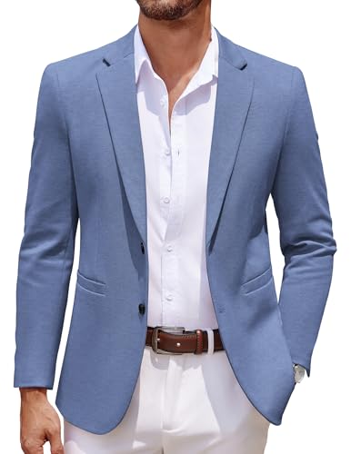 Image of COOFANDY Men's Casual Knit Blazer Two Button Lightweight Sport Coats Suit Jacket