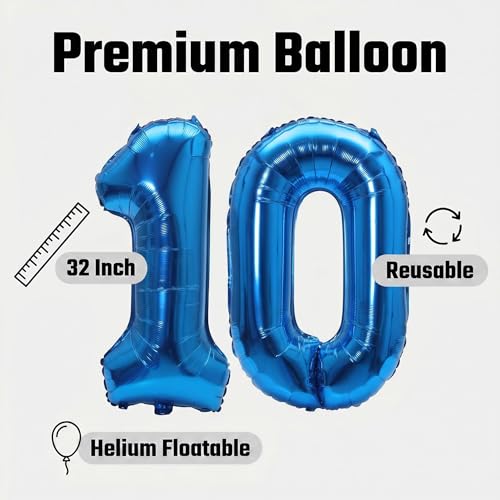 Image of YPSelected 32 Inch Large Foil Helium Number Balloon Birthday Wedding Party 0-9 (Blue, 0)