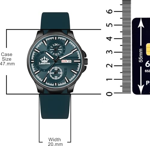Image of LIMESTONE Men's Analog Quartz Watch with Day & Date Display, Leather /Silicone Strap - Casual & Formal Wrist Watch for Men