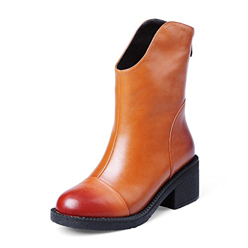 Bottes Chevalier cuir velours femme bout rond rugueux classique longueur 21.8cm