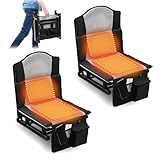 Tegeme 2 Pack Heated Stadium Seats for Bleachers with Back Support, Portable Foldable Heated Cushion Chairs with 2 Large Pockets, USB 3 Levels of Heat, Used for Outdoor Sports, No Power Bank, Black