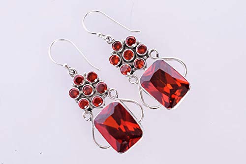 Boucles d'oreilles rectangulaires grenat, le cadeau idéal