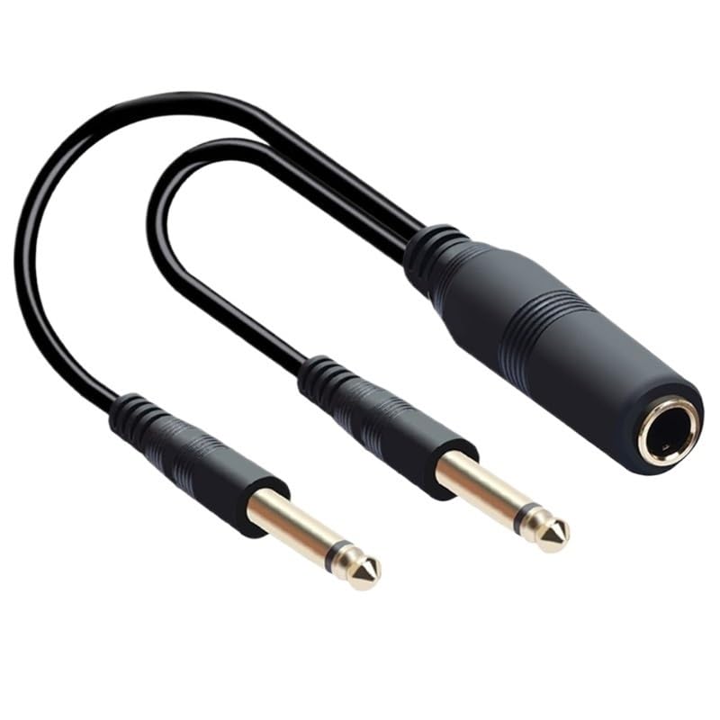 Cable adaptador de convertidor de música macho a doble de 6,35 mm hembra de 6,35 mm
