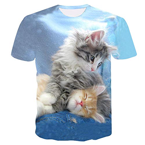 COAOBO T-Shirt Unisexe Couple Motif de Chat Animal T-Shirt imprimé drôle Hommes été Graphique à Manches Courtes t-Shirts hauts-5XL Cover