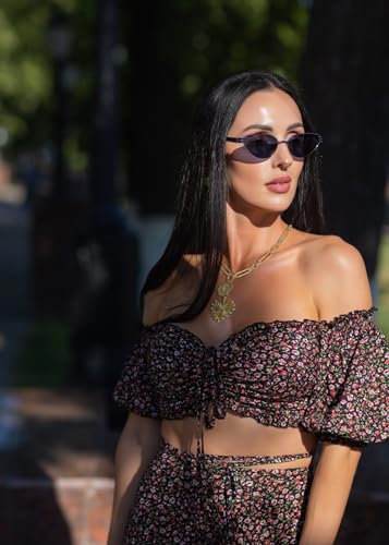 Sun Heart Pendant Choker Necklace for Women,18K Gold Plated Multi Pendants Chunky Paperclip Chain Hip Hop Neutral Jewelry3