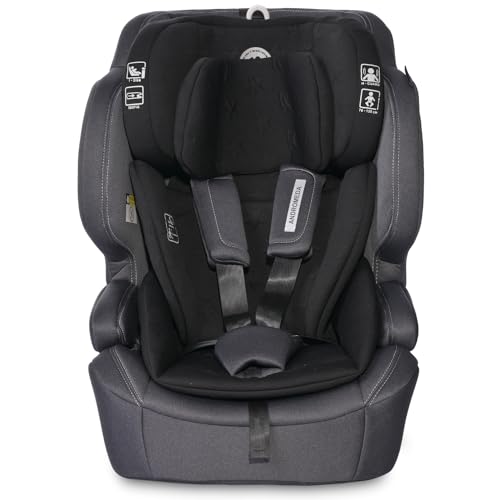 Lorelli Auto Kindersitz Andromeda mit Isofix i-Size, Mitwachsender Autositz für Kinder von 76-150 cm, Babysitz, Autokindersitz, Einstellbare Kopfstütze, 5-Punkt-Sicherheitsgurt, schwarz