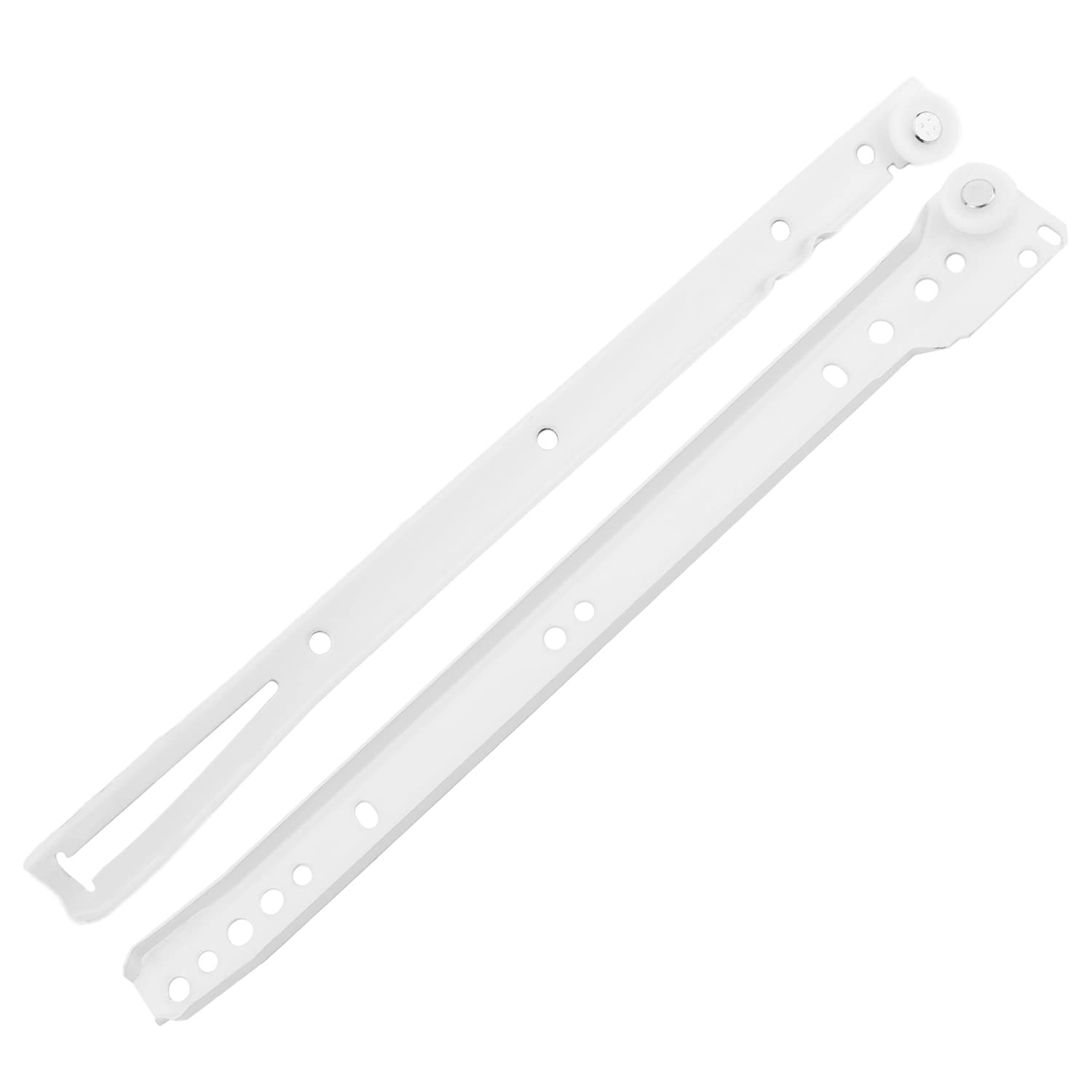 MroMax 12-inch Cold Rolled Steel Keyboard Slide Glide, 2 Fold Ball Bearing Slide Track Rail 2 Sections Steel Heavy Runners Ball Roller Wheel Cabinet Drawer Runner, White, 1 Pair