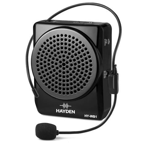 Image of Hayden Mini Voice Amplifier for Teachers - Portable Wearable Speaker with Wired Headset Mic - 25 Watts Rechargeable PA System for Public Speaking, Tour Guides, Yoga, Presentation