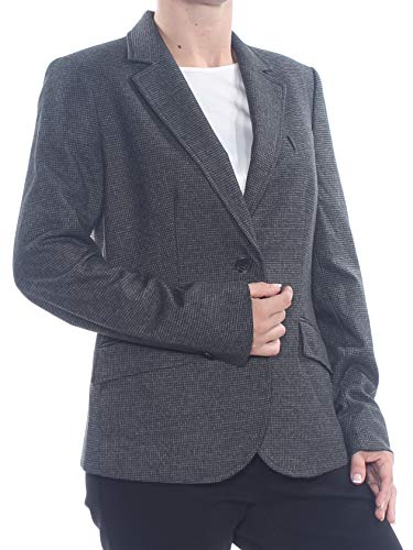 Anne Klein Womens Pocketed Two Button Blazer Jacket, Black, 6