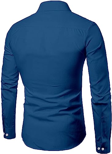 Image of MILDIN Men's Pure Cotton Striped Printed Shirt with Spread Collared Neck Full Sleeve Curved Hemline Button Closure and Regular Fit | Shirt for Man