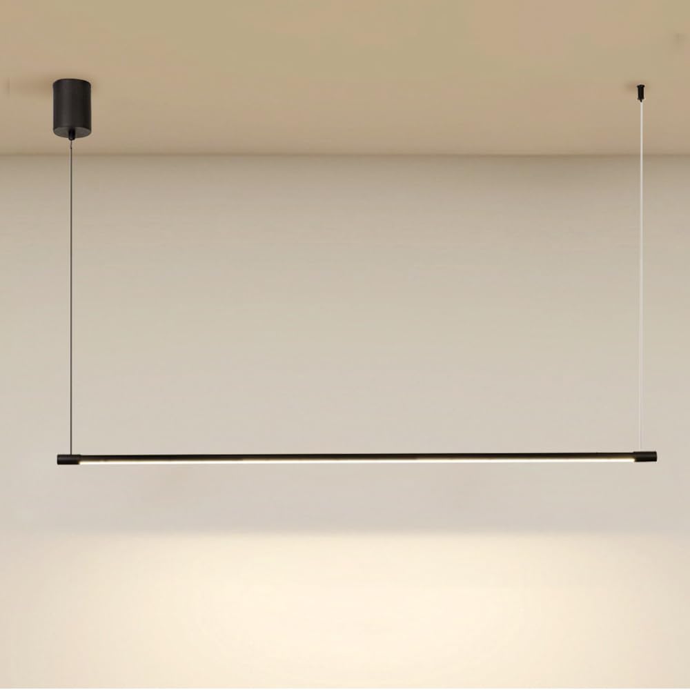 SXWNBIFH Linear Pendant Light Minimalist Black Hanging Lamp LED Chandelier Ceiling Lighting Fixture, Long Strip Kitchen Island Lights Dining Room Office Decor Suspension Lamps Star of Light