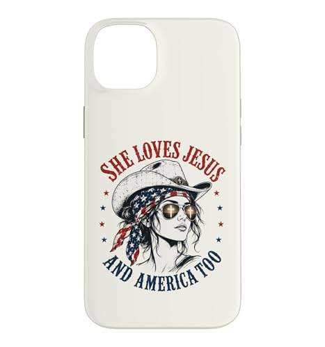 She Loves Jesus and America Too Cowgirl Flag 7��4�� USA �X�}�z�P�[�X iPhone 14 Plus �p