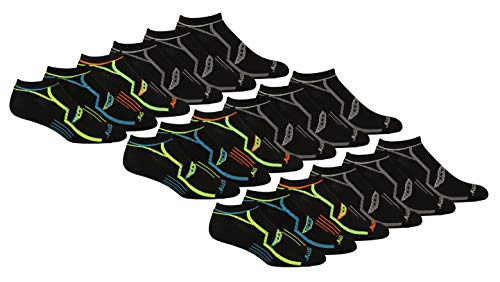 Saucony Men s Multi-Pack Bolt Performance Comfort Fit No-Show Socks, Black (18 Pairs), Shoe Size: 8-12