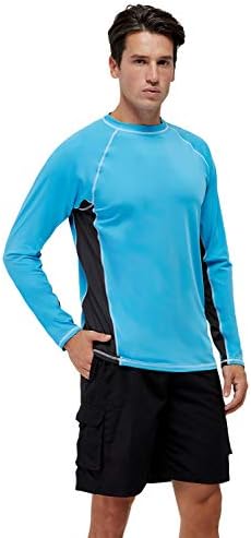 Swim Shirts for Men UPF 50+ UV Sun Protection Rashguard Long Sleeve Outdoor T-Shirt for Running,Fishing,Hiking,Workout Sky Blue L