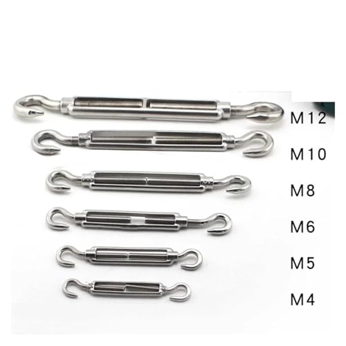 M5~M24 Tensor de cable de acero inoxidable 304 para tensar cable, con gancho y tornillo roscado miniatura 7