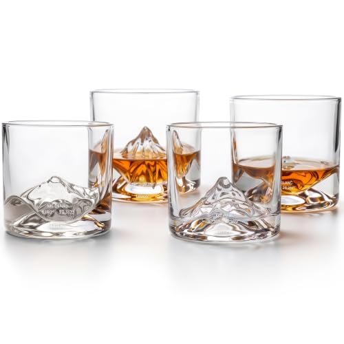 Image of LIITON The Peaks Whiskey Glasses, Set of 4, 10oz, Bourbon Glass | Thick Freezable Crystal Rock Glasses, Old fashioned Whiskey Gifts for Men, Cocktails, Scotch Glasses