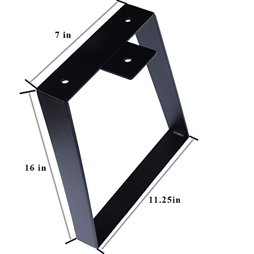 Osring 16 Inch Trapezoid Table Legs 2pcs, Solid Steel Furniture Leg for Coffee Table, TV Stand and Outside Bench, Black