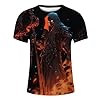 Streewear T-Shirt Men's Short Sleeve Anime Grim Reaper Print Muscle Shirt Personality Fashion Summer Shirt Breathable Sports Shirt Short Sleeve Shirt Basic Tee Shirt Cotton, A red, XXL #3
