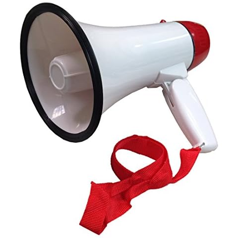 Ideas In Life Portable Megaphone 20 Watt Power Megaphone Speaker Bullhorn Voice and Siren/Alarm Modes with Volume Control and Strap Cover