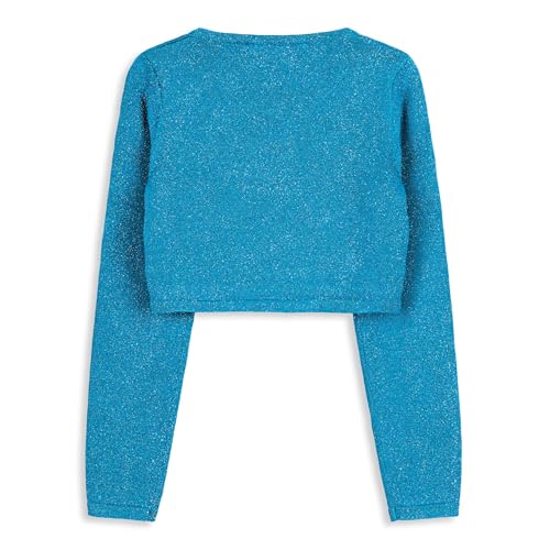Image of BOLEROSE Girls Sparkle Long Sleeve Bolero | Open Front, Heart Diamante Button, Glitter Thread, Cropped Length, Ribbed Cuffs, Won't Shed or Flake, Ages 3-14