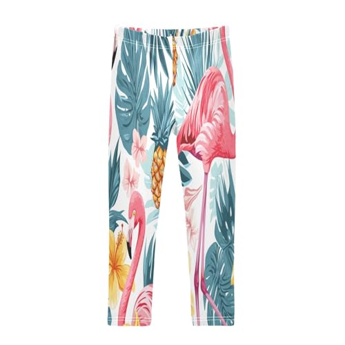 Toddler Girls Leggings Printed Yoga Pants Leggings Yellow Flower Flamingo for Kids