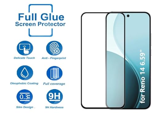 Image of HD Tempered Glass Screen Protector Compatible for Oppo Reno 14 5G with Edge to Edge coverage and Easy Installation kit