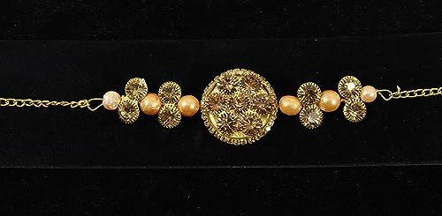 Image of NMII Gold Plated Chain Bracelet Rakhi For Brother Raksha Bandhan 2023 | Stylish Metal Rakhi | Rakhi for Brother /Bhabhi | Bracelet For Boys | Rakhi Combo | Rakhi Gift (Pack of 1)