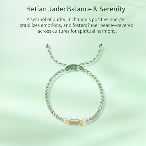 Healing Jade Beaded Bracelets 24K Solid Gold Green Jade Gourd Bracelet Real Gold Bead Leaf Hetian White Jade Nephrite Double Stretch Bracelet for Women Mom Daughter 13.39"/34cm Y19143094