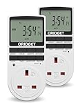 Digital Electrical Timer Plug Socket with 18 On-Off Programs, Countdown and Security Random Mode for Lights and Home Appliances, 24 Hour Weekly Programmable (13A / 2900W) (2 Pack)