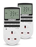 Digital Electrical Timer Plug Socket with 18 On-Off Programs, Countdown and Security Random Mode for Lights and Home Appliances, 24 Hour Weekly Programmable (13A / 2900W) (2 Pack)